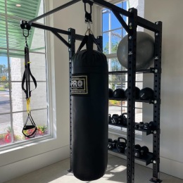a punching bag in a gym